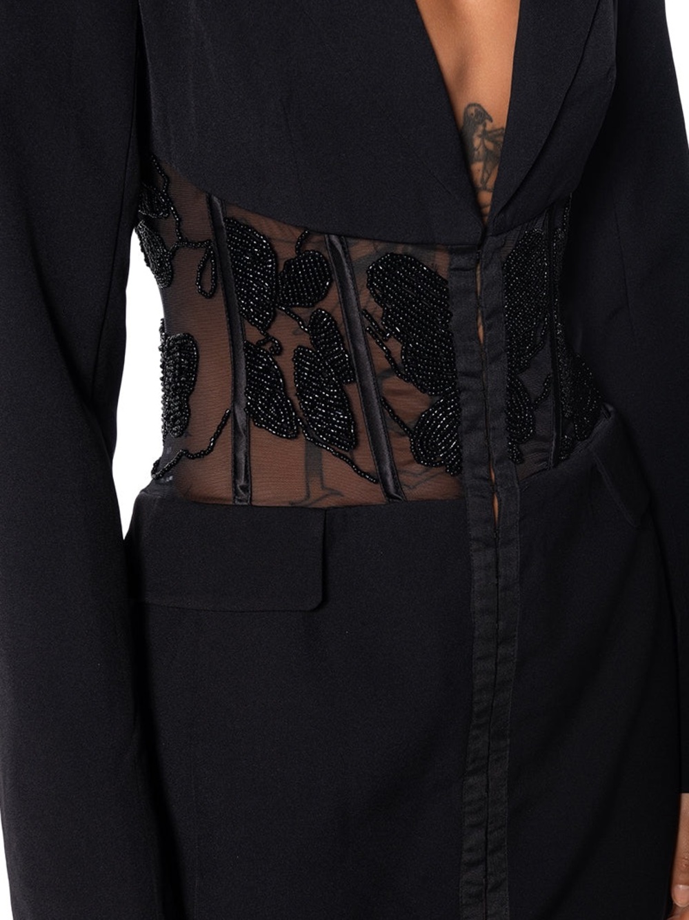 AKIRA Black Beaded Corset-Detail Blazer - Picture 10 of 10